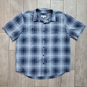 Orvis Mens XL Blue Plaid Short Sleeve Button Down Shirt Performance Fishing Tech